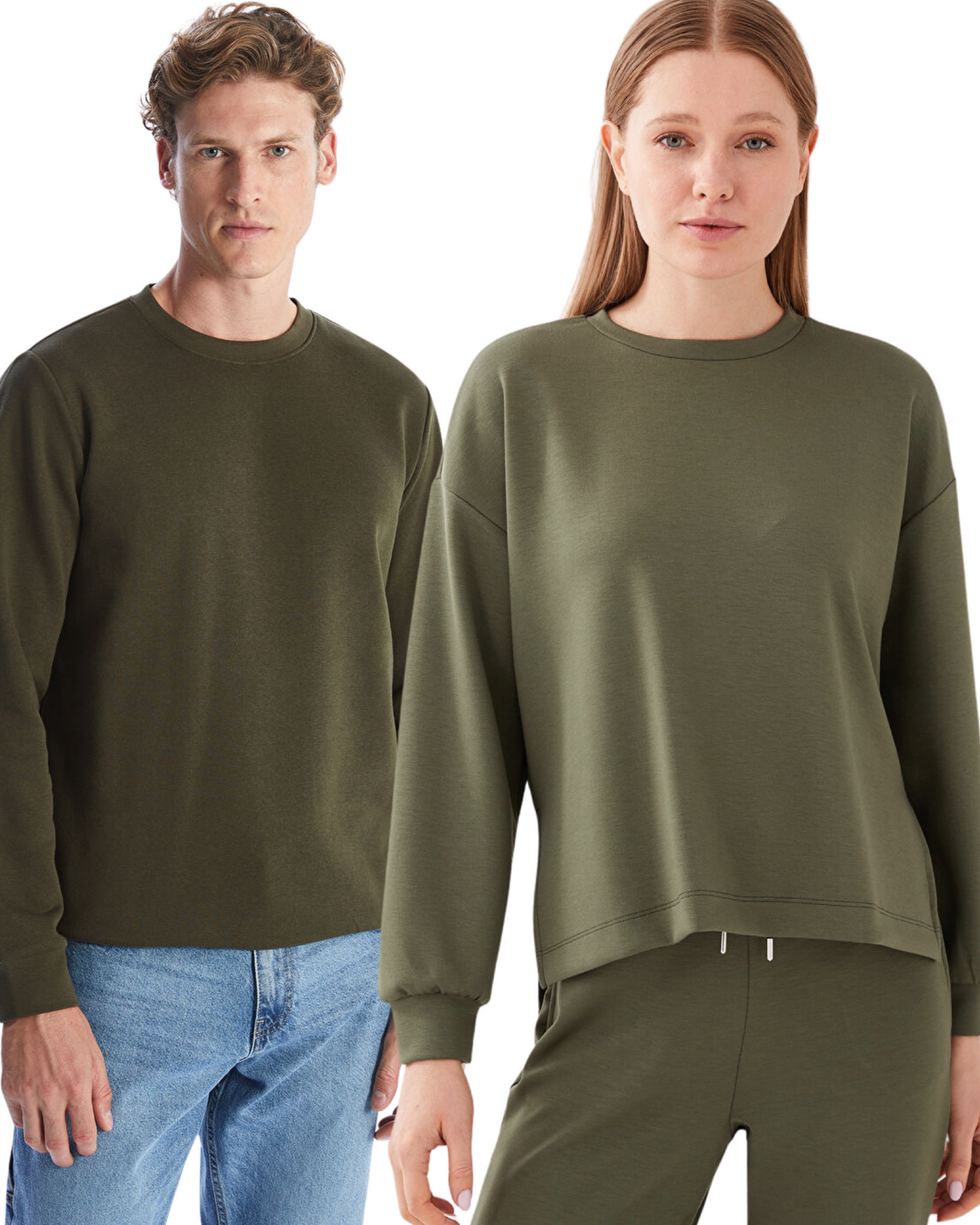 COMBO Love in Layers | Couple Sweatshirts | Olive Green