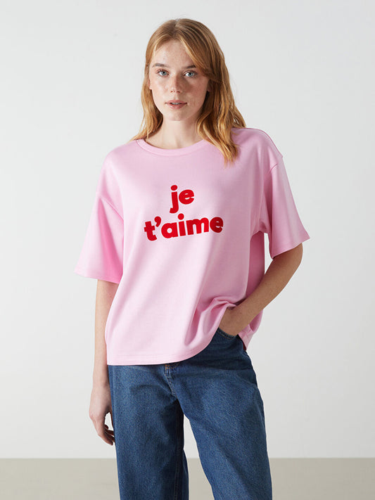 JE T'AIME Ladies Oversized Sweat Tee | Pink