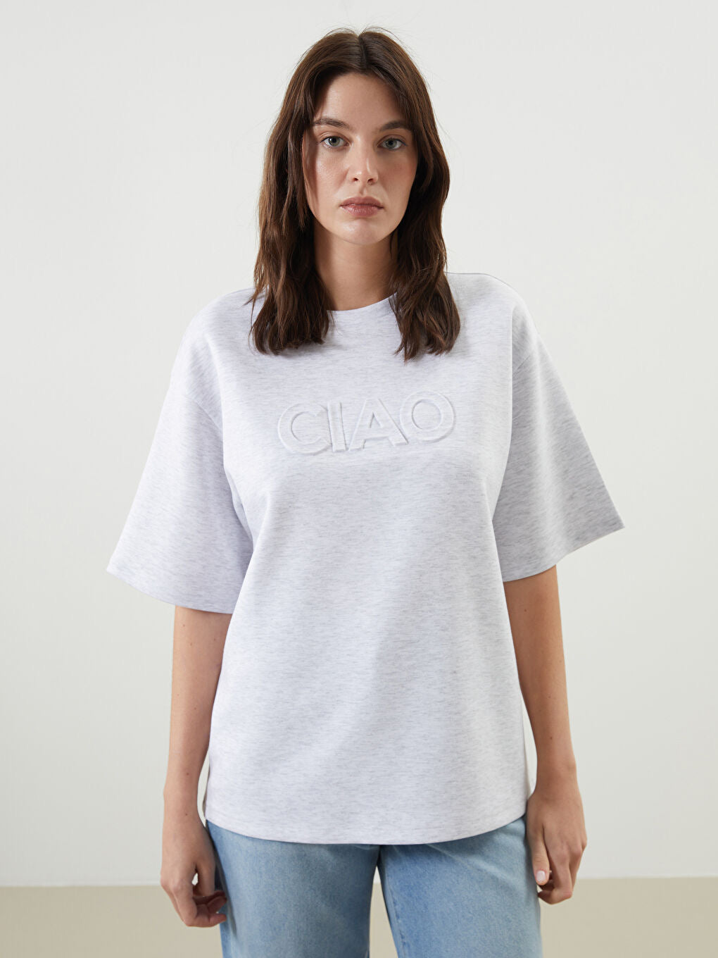 CIAO Ladies Oversized Sweat Tee | GREY