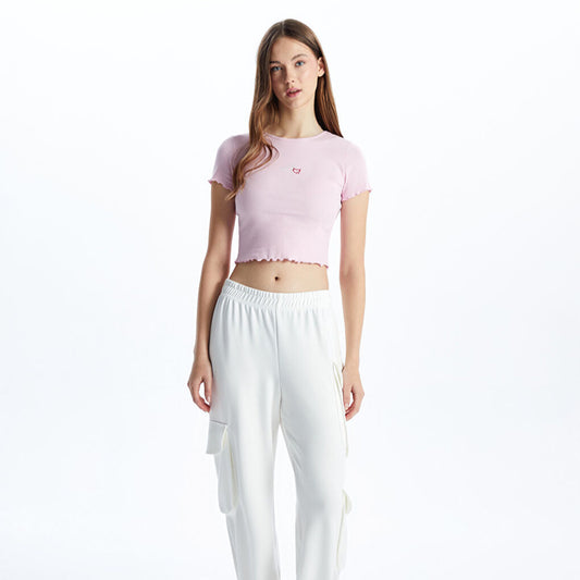Pink Embroidery Crop Top