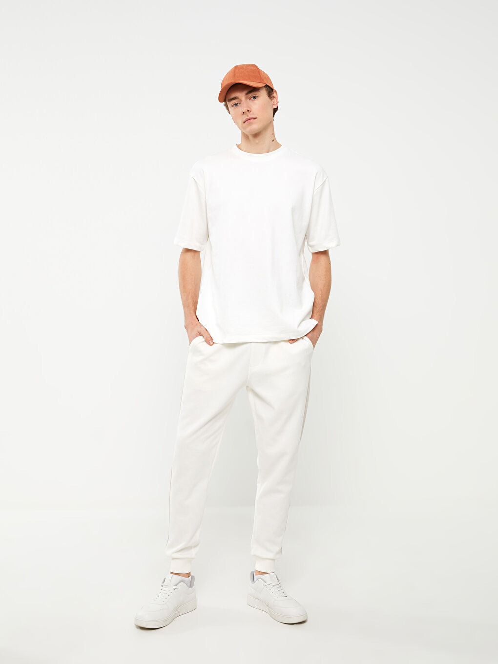 Men Premium Baggy Joggers | Cream White
