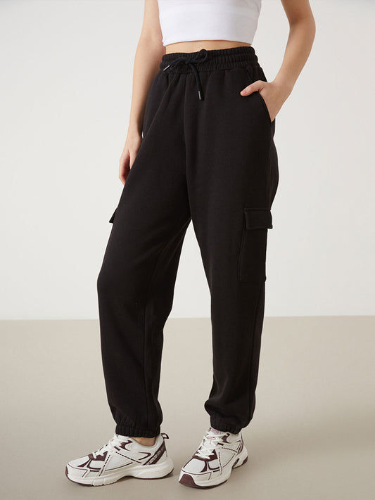 Ladies Baggy Cargo Joggers | Black