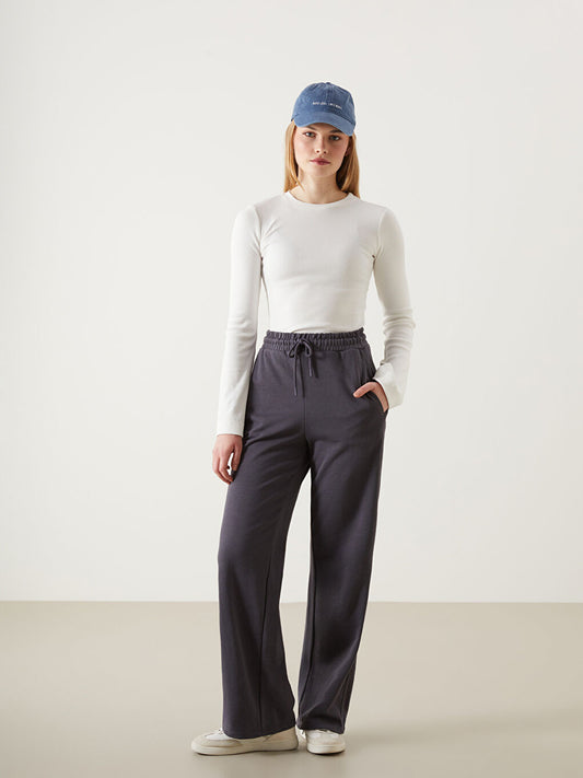 Ladies Wide Leg Joggers | Dark Grey