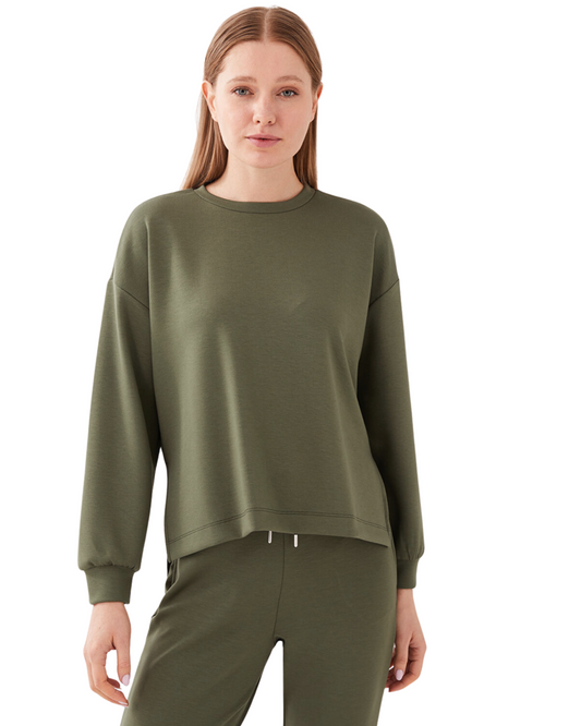 Ladies Boyfriend Oversized Sweatshirt | Olive Green
