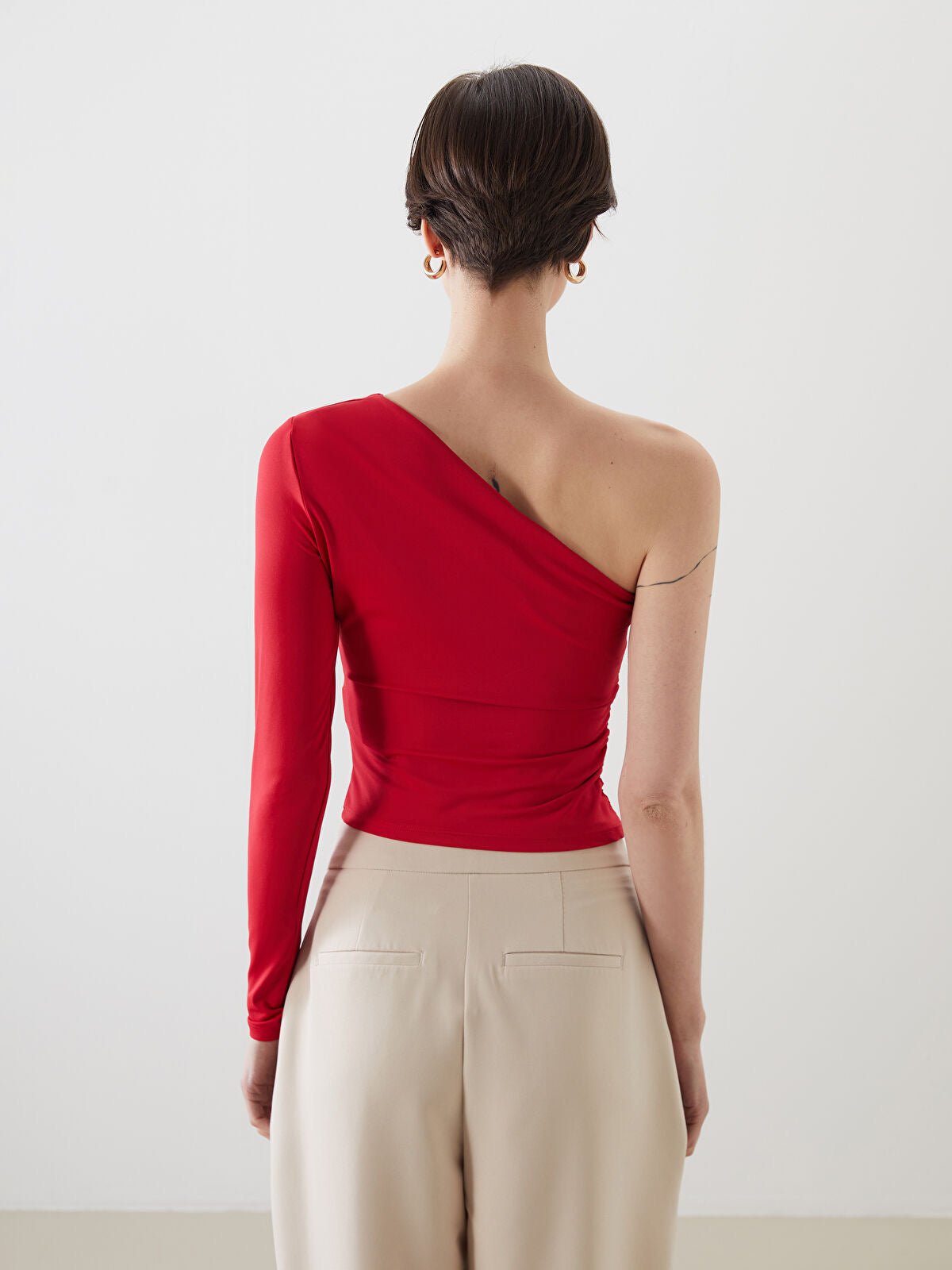 Chilli Red Slash Neck Crop Top | Red