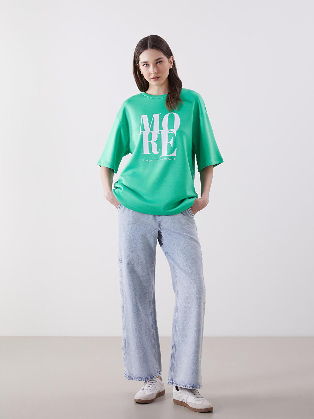 MORE  Ladies Oversized Sweat Tee | GREEN