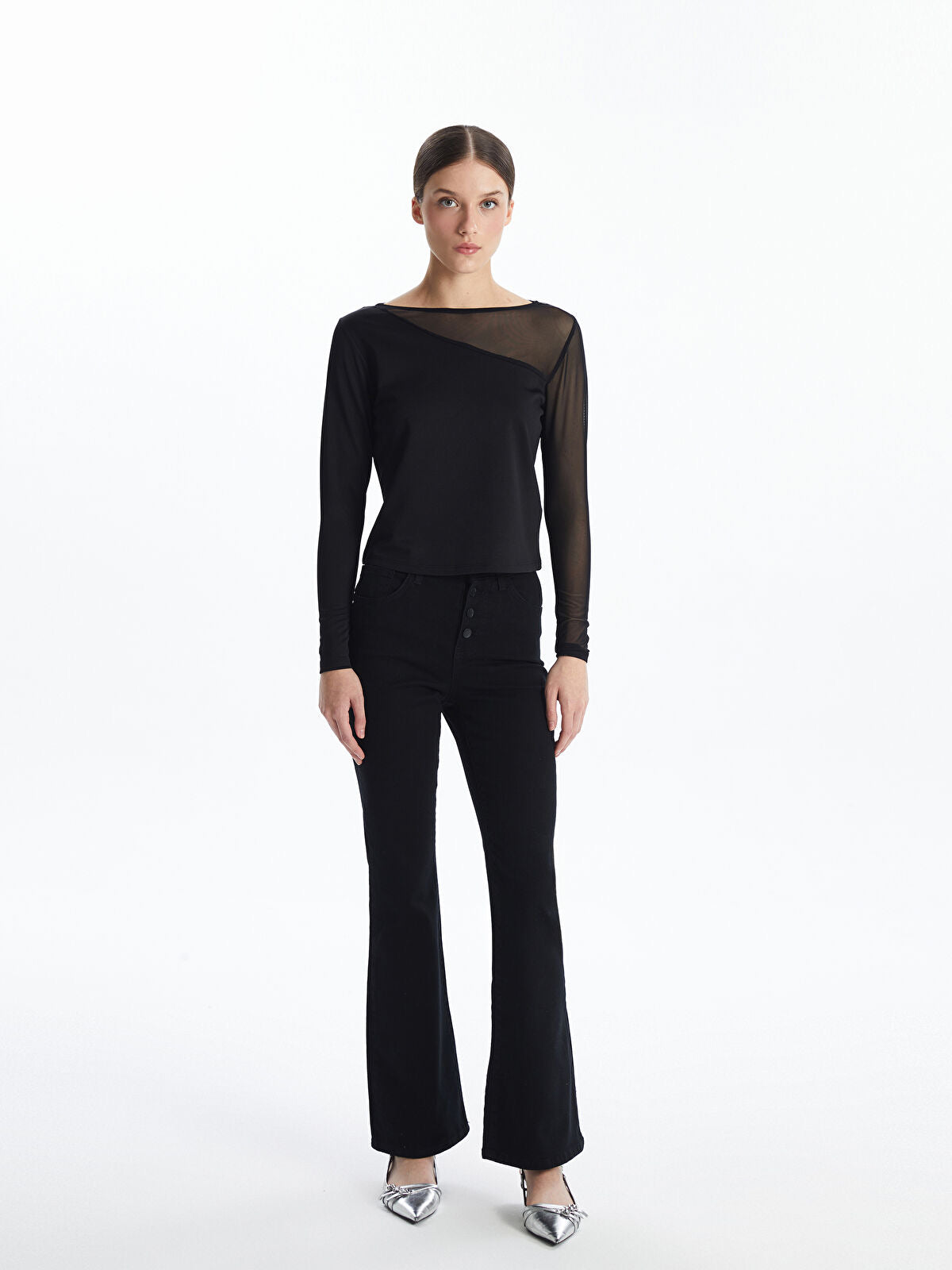 Black Dimond Crew Neck Tops | Full Sleeve