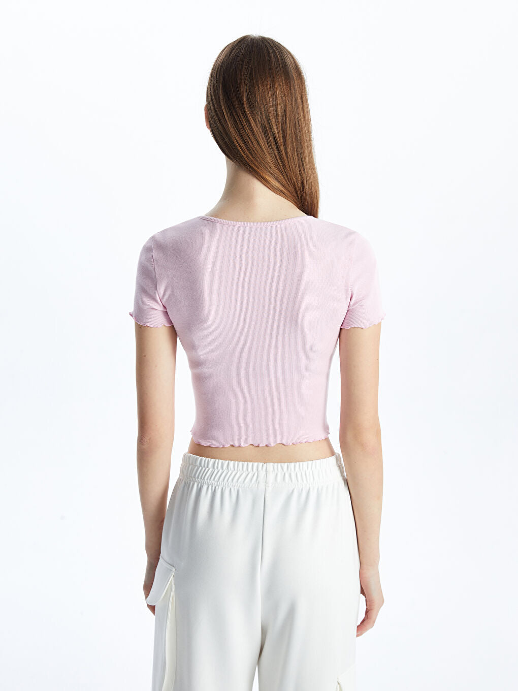 Pink Embroidery Crop Top