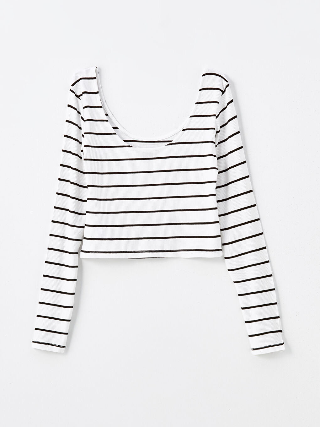 U Neck Stripe Tops | Black and White
