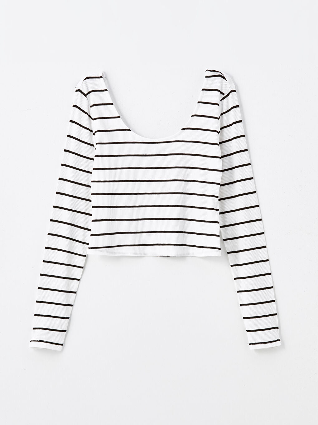 U Neck Stripe Tops | Black and White
